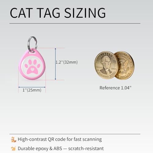 2-Pack QR Code Pet ID Dog cat Tags for Collar Personalized for Cats Online Profile - Scan QR Receive Instant Pet Location Alert Email, Anti-Lost,No Subscription fees (Blue & Pink, for cat - 1")