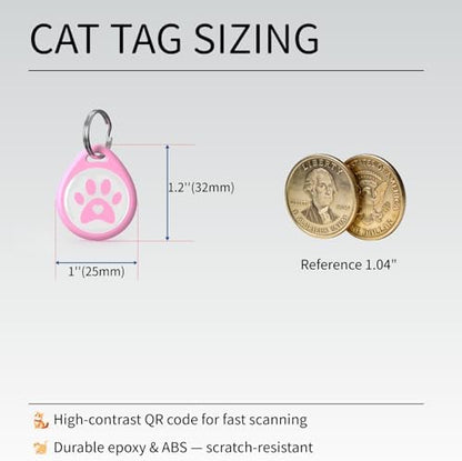 2-Pack QR Code Pet ID Dog cat Tags for Collar Personalized for Cats Online Profile - Scan QR Receive Instant Pet Location Alert Email, Anti-Lost,No Subscription fees (Blue & Pink, for cat - 1")