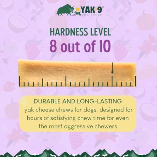 Yak9 Himalayan Yak Cheese Chews for Dogs, Strawberry | High Protein, Non Rawhide Dog Chews | Non GMO, Gluten Free, Grain Free Yak Milk Dog Chew | Extra Large 6oz (Breeds 50-75 LBS), Strawberry, 3 PC