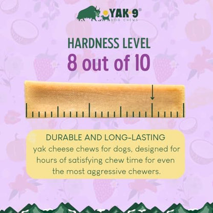 Yak9 Himalayan Yak Cheese Chews for Dogs, Strawberry | High Protein, Non Rawhide Dog Chews | Non GMO, Gluten Free, Grain Free Yak Milk Dog Chew | Extra Large 6oz (Breeds 50-75 LBS), Strawberry, 3 PC