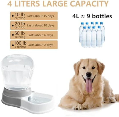 STALTWO 1 Gallon Automatic Gravity Dog Water Dispenser, BPA-Free, Grey