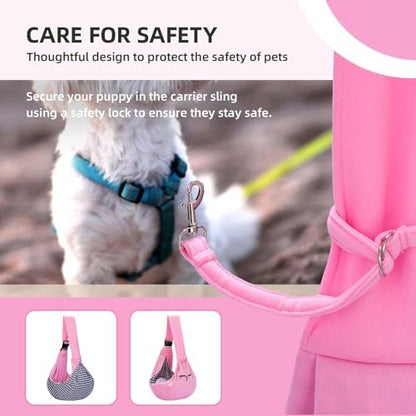 Adjustable Dog Sling Carrier with Pocket, Puppy Carrier for Small Dog & Cat