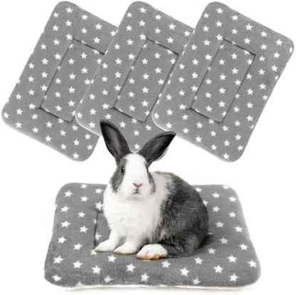 4-Pack Rabbit Bed, Fleece Washable Bunny Mat, 19"x13"