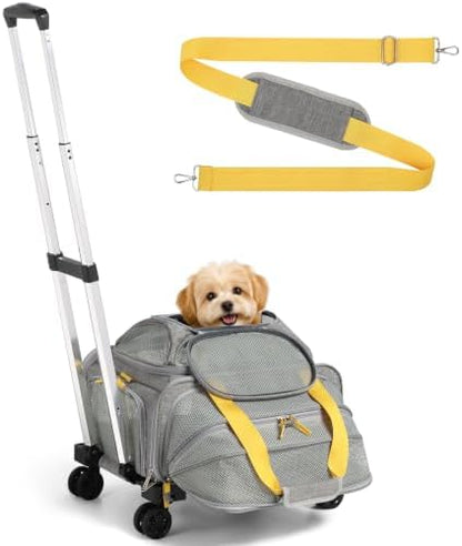 pidipiti 17x13x8 TSA Airline Approved Expandable pet Carrier with Wheels