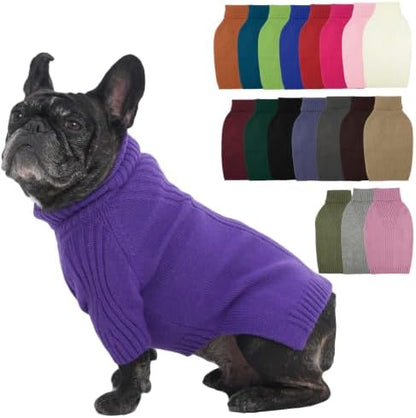 IECOii Small Dog Sweater, Warm Turtleneck for Small to Medium Dogs, L