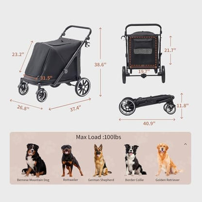 Dog Stroller for Large Dogs (Black, Large Pet Stroller)