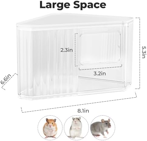mini&moe Hamster Sand Bath Container - Small Animal Bathroom Shower Room Large Space Corner Digging Box with Cleaning Scoop Rat Dust Bath House for Guinea Pig, Hedgehog, Gerbil