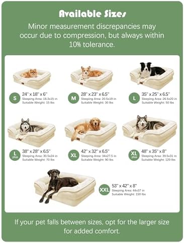 Spotted Play Orthopedic Dog Bed with Sides - Sofa Beds for Large Dogs, Supportive Foam Pet Couch Bed with Washable Removable Cover, Waterproof Lining and Non-Slip Bottom, Ivory - L