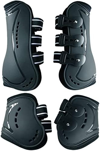 Horse Boots Open Front Jumping Tendon Sport Boots, Hind Fetlock Boots, Secure Leg Protection, Classic Breathable Equine Supplies, Set of 4