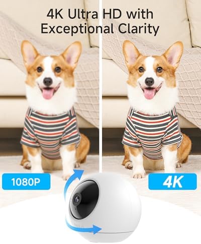 Noorio 4K Indoor Security Camera, Baby & Pet Monitor with 5/2.4 GHz WiFi 6