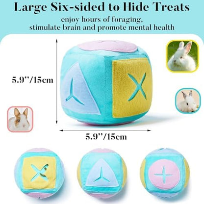 2Pcs Rabbit Foraging Toy with Bell, Washable Puzzle Feed Game Toy