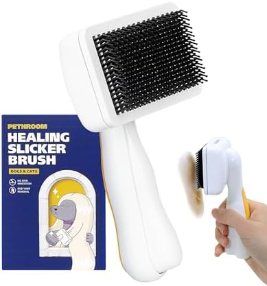 PETHROOM Self-Cleaning Slicker Brush for Dogs & Cats