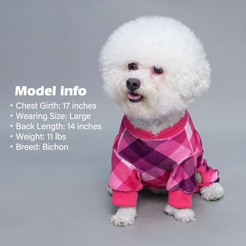 KYEESE Velvet Dog Pajamas for Large Dogs Soft Plaid Onesie Daily Wear