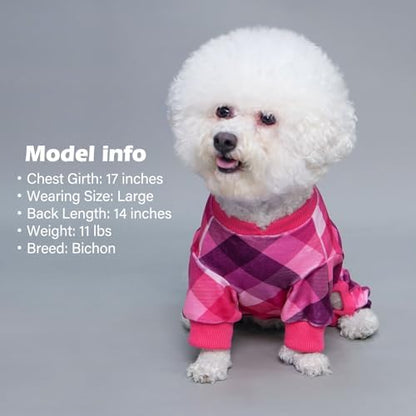 KYEESE Velvet Dog Pajamas for Large Dogs Soft Plaid Onesie Daily Wear