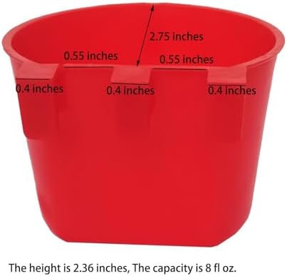 40 Pack Cage Cups Birds Feeders Seed Bowl Chicken Feeding Watering Dish Rabbit Water Food Hanging Wire Cages Box 8oz Coop Cups for Pet Parrot Parakeet Gamefowl Poultry Pigeon (Red)