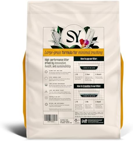 Sustainably Yours Natural Cat Litter, Large-Grain Formula, Low Tracking, Exceptional Clumping & Odor Control, Virtually No Dust, Corn & Cassava Plant-Based, Unscented, 10 lbs (Pack of 2)