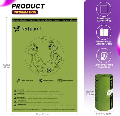 Dog Poop Bags-150 Counts with Leash Dispenser,10 Rolls,(Green)