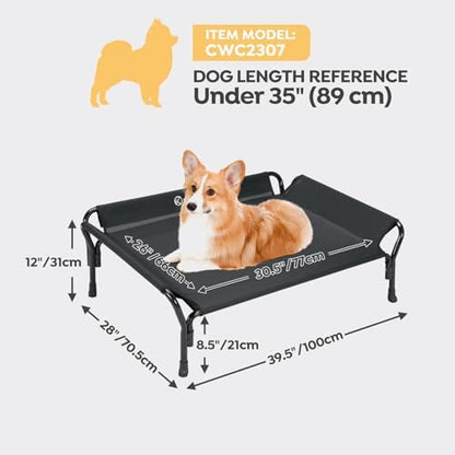 Veehoo Cooling Elevated Dog Bed, Raised Dog Cot with Guardrail & Headrest