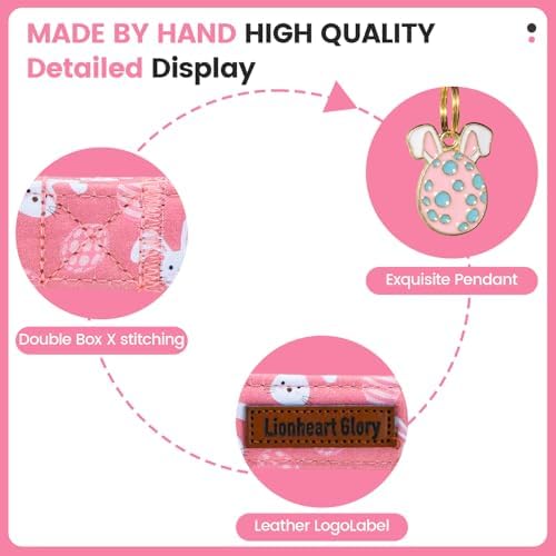 Lionheart glory Easter Day Dog Collar - Dog Collars Soft Adjustable Buckle Cute Easter Rabbits Pattern Pink Male Female Spring Bunnies Pet Collars for Medium Dogs Puppy