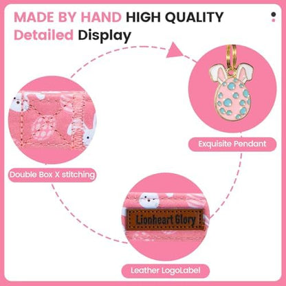 Lionheart glory Easter Day Dog Collar - Dog Collars Soft Adjustable Buckle Cute Easter Rabbits Pattern Pink Male Female Spring Bunnies Pet Collars for Medium Dogs Puppy