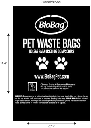 BioBag Compostable Dog Poop Bags, Standard Size, 200 Count, Plant-Based, Leak-Proof, Fits Standard Dispensers