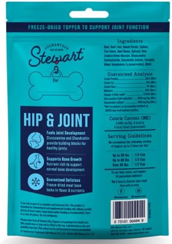 Stewart Freeze Dried Dog Treats & Food Topper, Hip & Joint Formula, 4 oz