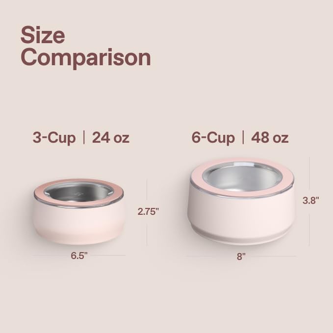 STANLEY Pet Bowl | 3-Cup (24 oz) Insulated Stainless Steel Dog & Cat Bowl | Splash-Resistant Lid | Dishwasher Safe | BPA-Free | Rose Quartz