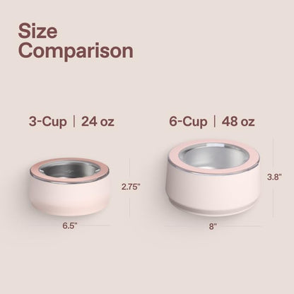 STANLEY Pet Bowl | 3-Cup (24 oz) Insulated Stainless Steel Dog & Cat Bowl | Splash-Resistant Lid | Dishwasher Safe | BPA-Free | Rose Quartz
