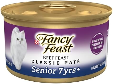Purina Fancy Feast Senior 7 Year + Beef Feast Wet Cat Food (24) 3 oz Cans