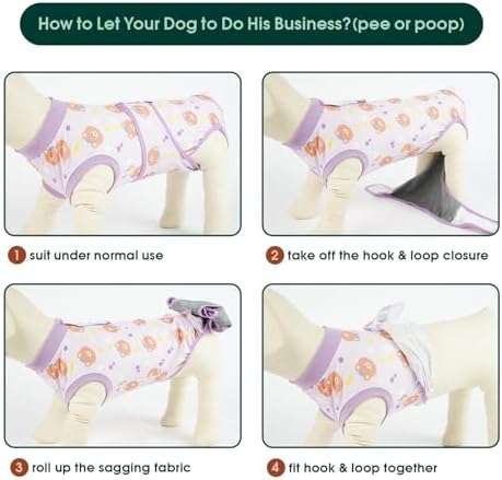 Kuoser Dog Surgery Recovery Suit, Soft Breathable Dog Recovery Suit for Female Spay Male Nueuter, Anti Licking Puppy Onesie Pet Surgical Suit for Dogs Abdominal Wounds Skin Disease, Bear M