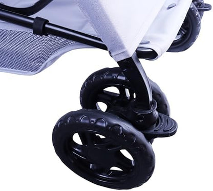 Pet Stroller (4 Wheels for Cats and Dogs) with Reversible Handle for Small and Medium Pets up to 33 lbs.Silver