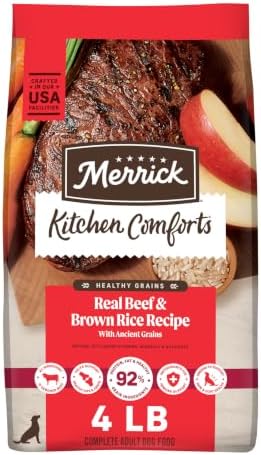 Merrick Healthy Grains Adult Dry Dog Food, Beef and Brown Rice, 4 lb Bag