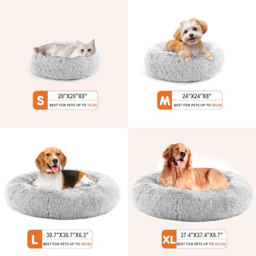 NEWBULIG 37x37 Inch Donut Dog Bed for Indoor Use, Fluffy Large Pet Sofa