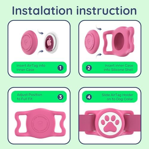 IP68 Waterproof Dog AirTag Holder for Dog Collar, Soft, Stretchy Silicone