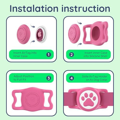 IP68 Waterproof Dog AirTag Holder for Dog Collar, Soft, Stretchy Silicone