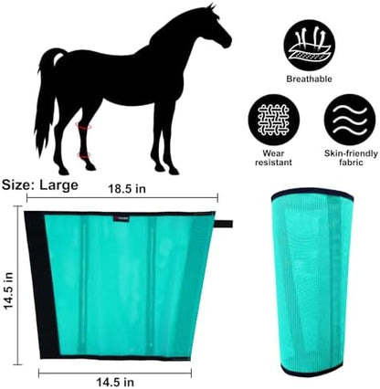 Horse Fly Boots, Breathable Mesh Protection Set of 4, Comfortable Horse Leggings, Breathable Mesh Design, Equine Supplies for Reduce Stomping, Hoof Damage & Leg Fatigue (Green, Large)