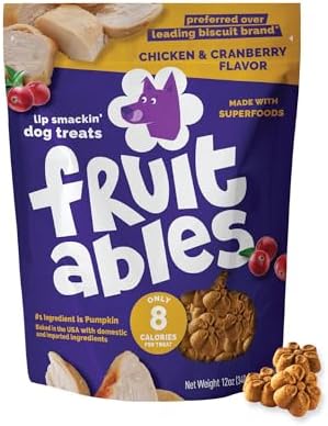Fruitables Baked Dog Treats, Low Calorie Treats, Chicken & Cranberry, 12oz