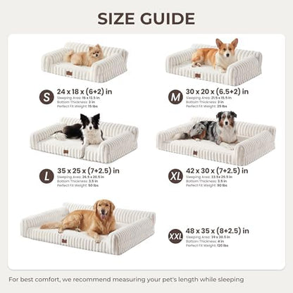 Orthopedic Dog Bed Medium 30x20x8.5” Washable Cover Cream