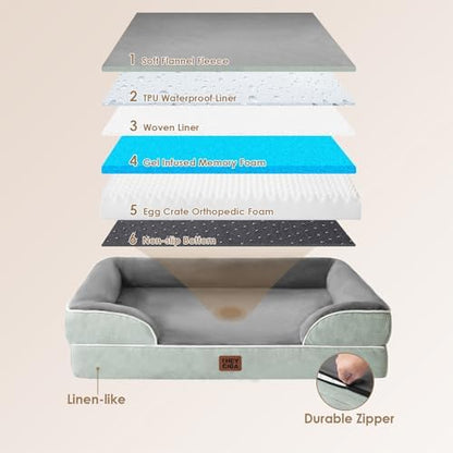 EHEYCIGA Orthopedic XXL Dog Bed, Waterproof Washable XL Big Pet Bed 46"