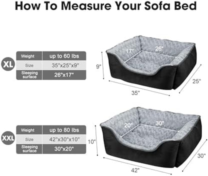 JOEJOY Rectangle Dog Bed for Large Medium Small Dogs - Washable Orthopedic Sofa Bed, Soft Breathable Puppy & Pet Cuddler, Durable Calming Dog Bed with Anti-Slip Bottom, Multiple Sizes, Black