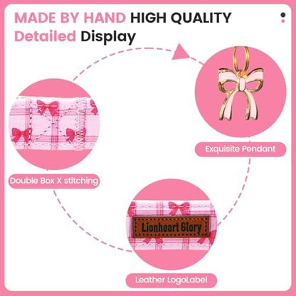 Lionheart glory Dog Collar - Cute Dog Collars Adjustable Soft Collars Pink Dogs Collar Bow for Large Dogs Puppy Girl/Boy Pet Spring Holiday