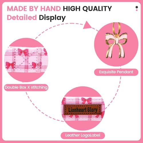 Lionheart glory Dog Collar - Cute Dog Collars Adjustable Soft Collars Pink Dogs Collar Bow for Small Dogs Puppy Girl/Boy Pet Spring Holiday