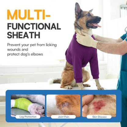 Queenmore Recovery Sleeve for Dogs Front Leg, Dog Recovery Sleeves, Dog Surgical Recovery Suit Female, Pet Elbow Protector Cone Collar Alternatives, Purple, XS
