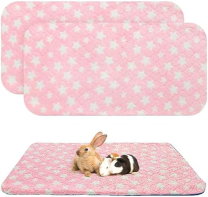 Homimp 2 Pack Guinea Pig Bed, Waterproof Reusable Small Animal Bed,Super Absorbent Pee Pad Mat for Rabbit Bunny Hamster Rat Hedgehog Chinchilla,Washable Fleece Cage Liners, Pink 24"x47"