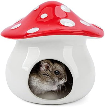 Niteangel Ceramic Hamster Habitat Hideout: Mushroom-Shaped & Non-Chewable