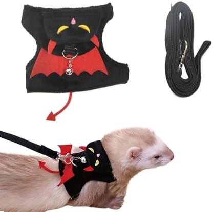 Small Animal Harness and Leash Set, Adjustable Escape Proof Ferret Harness Vest for Adult Ferret, Meerkat, King Squirrel & Fancy Rat, Soft Comfortable Pet Walking Harness with Leash