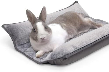 Paw Inspired Snuggle Bunny Bolster Bed, Gray/Faux Fur, 17x17 Inch