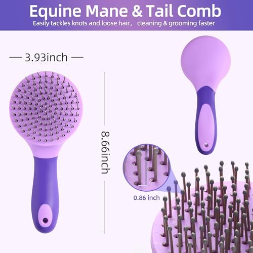 Equine Mane & Tail Combs Horse Brush Shedding Brush Grooming Tool for Horse (Purple)