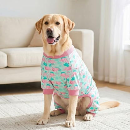 KYEESE Velvet Dog Pajamas for Medium Large Dogs Soft Onesie, Flamingo
