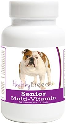Healthy Breeds Senior Dog Vitamins for Bulldog - OVER 200 BREEDS - Veterinarian Formulated Daily Dietary Chewable Tablet - 60 Chews